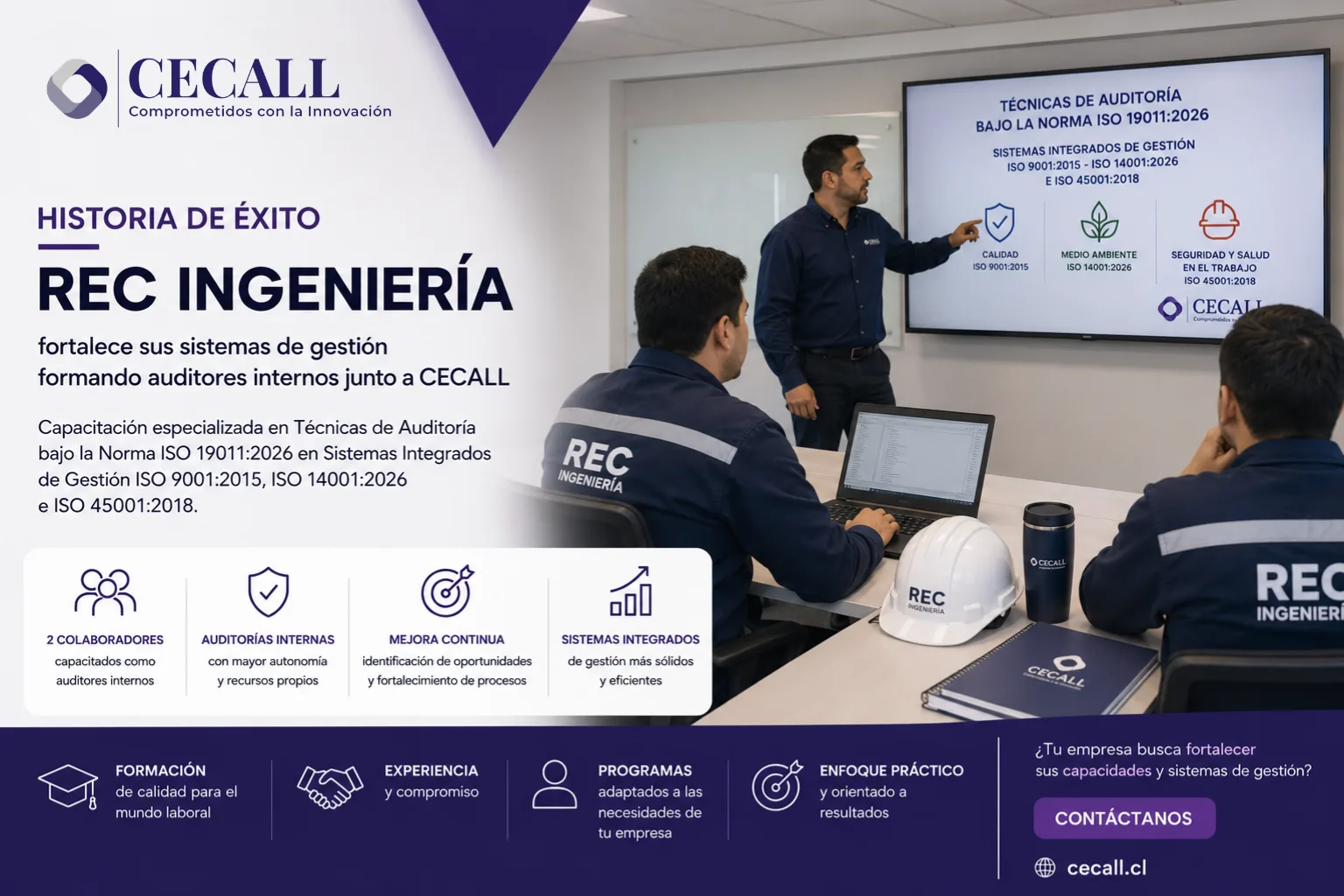 Colaboradores de REC Ingeniería participando en el curso Técnicas de Auditoría ISO 19011 impartido por CECALL